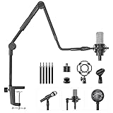 tripode para microfono condensador 🎙【Diseño de Fuerte Compatibilidad】 El soporte micrófono mesa KDD no sólo tiene Shock Mount y clips de micrófono para la mayoría de los micrófonos, el soporte micrófono para mesa está diseñado con rosca de 3/8”; también viene con adaptador de tornillo estándar de 9.52 mm a 15.87 mm (3/8” a 5/8”) y 9.52 mm a 6.35 mm (3/8” a 1/4”) para Blue Yeti, Snowball y varios otros modelos de micrófonos. El adaptador de tornillo de 1/4” es compatible con cámara web, soporte teléfono y luces de anillo.