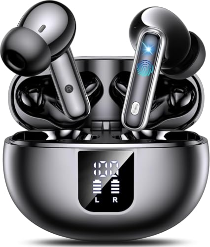 Wireless Earbuds, Earphones in Ear with Dual Noise Cancelling Mic,5.4 Bluetooth Earphones ANC&ENC, 36H Playtime Wireless Headphones Deep Bass Stereo Sound,IP7 Waterproof Dual LED Display,iOS & Android