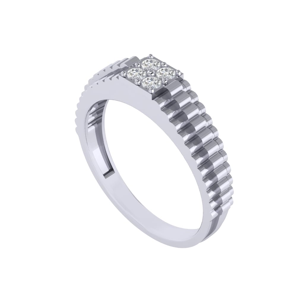 Pure 925 Sterling Silver Modern Designer Band Ring | Gold, Rhodium, Rose Gold Plating Options | Diamond Ring Gift for Men and Boys | Model RSM00042-picture-35