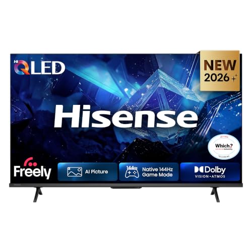 Hisense 43" 43E78STUK PRO Hi-QLED 144Hz 4K Ultra HD AI Smart TV with Freely, Netflix, Disney+ and YouTube - Hi-QLED Colour, Built