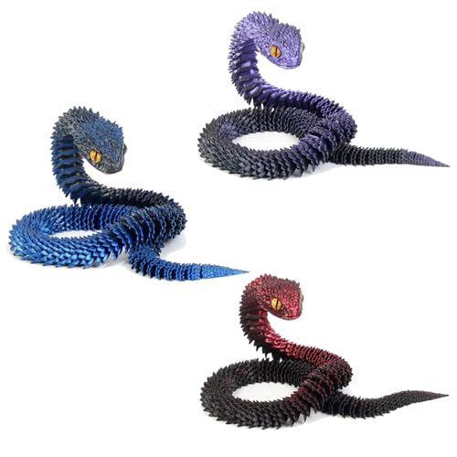 3 PCS 3D Printed Snake, 3D Snake, 3D Printed Animals, 3D Printed Toys, 3D Printed Fidget Toy, 3D Printed Fidget Snake 3D Printed Toys for Home, Desk Living Room, Bookshelf Decoration