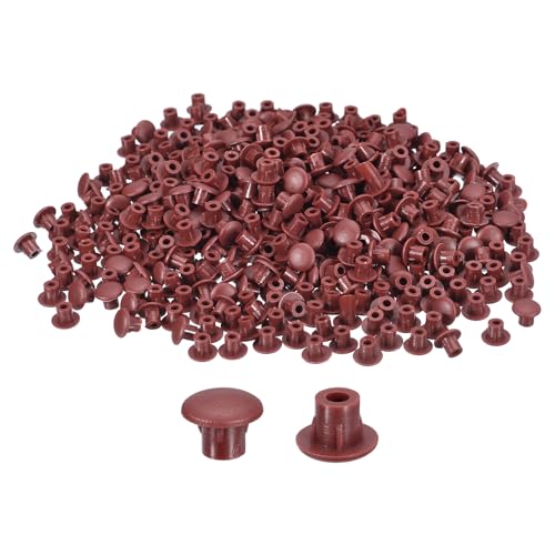Image of uxcell 2000Pcs Screw Hole Plugs, 5mm(3 /16 inch) Dia Plastic Round Button Plugs Snap in Locking Hole Covers Flush Type Caps for Furniture Cabinet, Red Brown