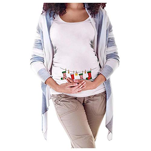 Preisvergleich Produktbild Doublehero Damen Schwanger t Shirt Weihnachten Druck Oberteile Kurzarm Stillshirt Umstandsshirts Casual Tops Mode Mama Kleidung Umstandstunika Schwanger T-Shirt Umstandsshirt (XL, C)