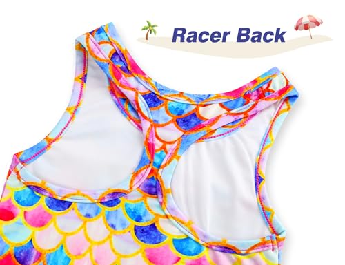 Image of Girls Swimsuit Size 6-7 Years Old Colorful Fish Scale Two Pieces Beach Swimwear for Kids