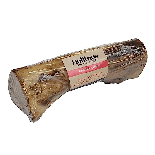 Hollings Filled Smoked Shank Bone Dog Chew Delicious Air Dried Long Lasting Bone for Adult Dogs Made with 100% Natural Ingredients (1 Count)