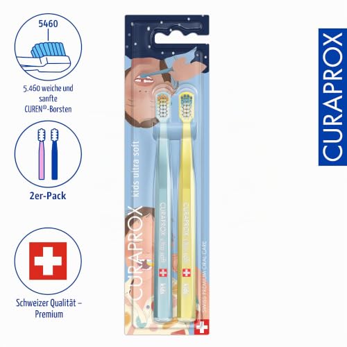 Curaprox Kids 32 Teeth Edition Duo, Hellblau/Gelb, Swiss Made – Ansicht 2