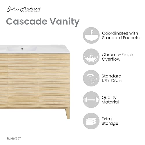 Image of Swiss Madison Cascade 48'' Bathroom Vanity in Natural Oak