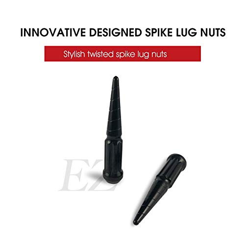 Image of 20 Pc Solid Spline Spike Lug Nuts Kit 14x1.5 Black for for Dodge Charger Challenger 09-on Ram 1500 13-18 Range Rover