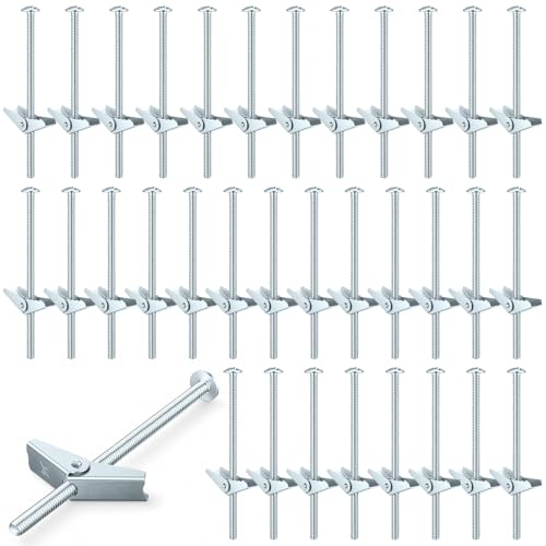 Yaocom 100 Pcs 1/4" X 5" Toggle Bolts and Wing Nut Wall Anchor for Drywall
