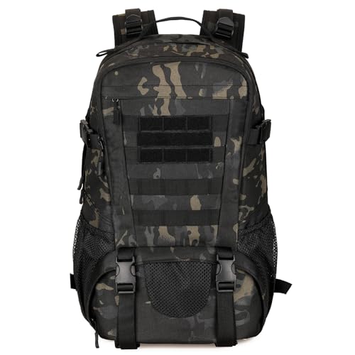 HUNTVP Military Tactical Backpack MOLLE Backpack Rucksack Gear Assault Pack Daypack for Hunting Camping Hiking Backpack 30L (Black Camo)