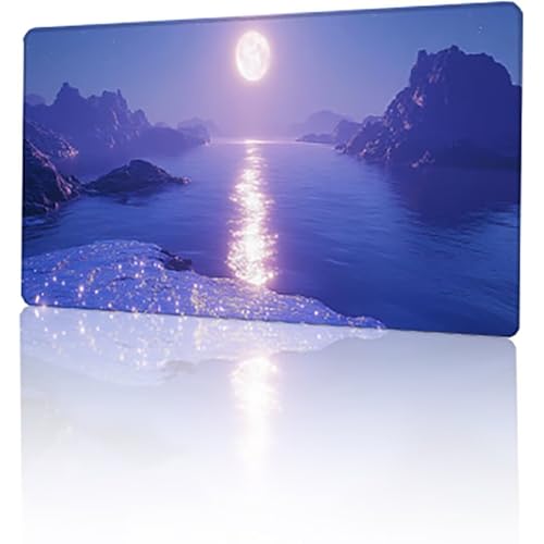 Viola Tappetino Mouse XXL 120 x 60 cm, Mouse Pad Luna Sottomano Scrivania con Bordi Cuciti, Tappetino per Mouse Base Antiscivolo, Tappeto Scrivania Adatto Ufficio e Gioco, Regalo Donna Uomo T-4415