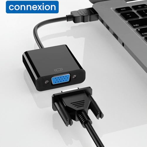 Zuya Adaptateur HDMI vers VGA,Convertisseur Adaptateur HDMI vers VGA plaqué Or Full HD 1080P Carte vidéo Externe Adaptateur Multi-Moniteur,Ordinateur de Bureau,Moniteur,projecteur (Black) – vue 4