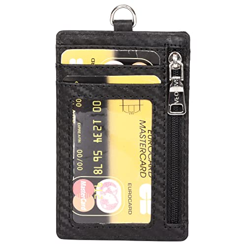 Genuine Leather Unisex ID Card Holder With RFID Credit Card Slots, Black, S, Classic3