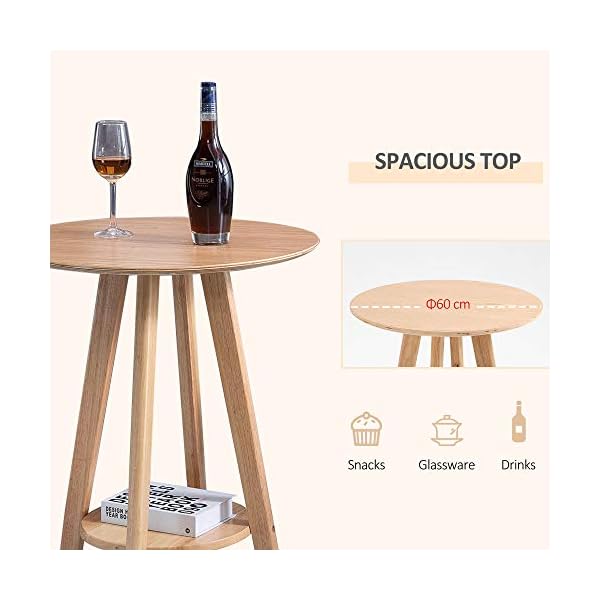 HOMCOM Bar Table Round Cocktail Bistro Table with Wood Legs for Pub, Dining Room, Kitchen & Home bar - Image 5