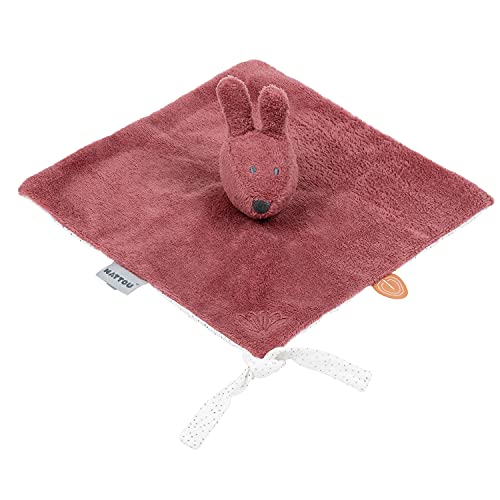 Doudou plat lapin Bonnie Nattou vieux rose, le cadeau de naissance idéal