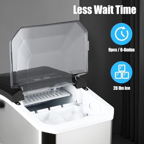 Máquina de hielo de encimera, 12KG/24H con pala y cesto miniatura 2