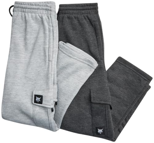 Bobcat Boys' Sweatpants - 2 Pack Soft Fleece Athletic Pull On Cargo Jogger Pants (Sizes: 8-18)3