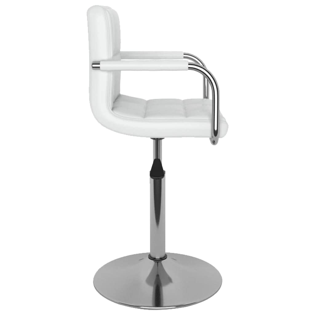 Juego de 2 sillas de comedor giratorias de piel sintética blanca con estructura de acero cromado, altura regulable mediante muelle de gas, giratorias de 360 grados para comedor