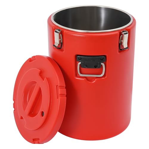 Insulated Beverage Dispenser, 10Gal Hot Cold Drink Insulated Bucket, Portable Large Insulation Barrel Soup Warmer for Restaurant Canteen Home Party Food Storage (Red)