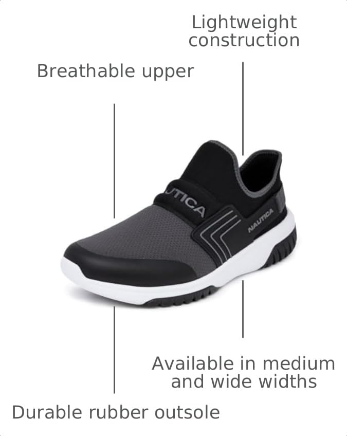 Image of Nautica Men's Slip-On Sneakers - Casual Fashion Shoes for Walking, in Medium & Wide Widths