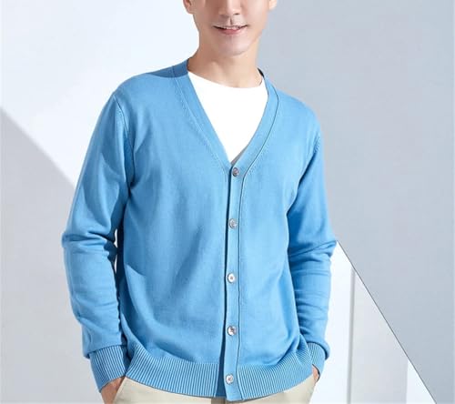 Men's Autumn Winter Knitwear Cashmere Blend Cardigan Outerwear V-Neck Solid Color Warm Basic Cardigan4