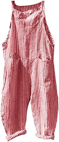 Jumpsuits for Women, Down Pants Women Petite Jeans Overalls Dress Women's Snowboarding Pants Overalls Women's Casual Fashion Pocket Tie Sleeveless Striped Jumpsuit Romper White (S, Pink)