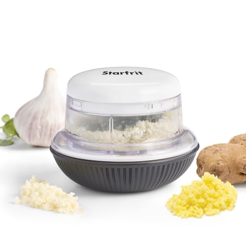 Starfrit Mini Rolling Chopper, Dual Blades, Non-Slip Base, White
