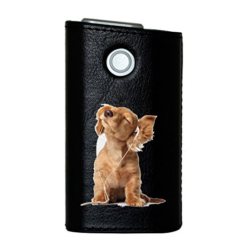 glo グロー グロウ 専用 レザーケース レザーカバー タバコ ケース カバー 合皮 ハードケース カバー 収納 デザイン 革 皮 BLACK ブラック アニマル 犬 ダックスフント 動物 001245