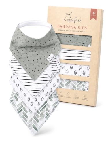 Image of Copper Pearl Baby Bibs 4 Pack, Bandana Drool Bibs for Baby Girl & Boy, Soft Cotton Bibs for Drooling and Teething