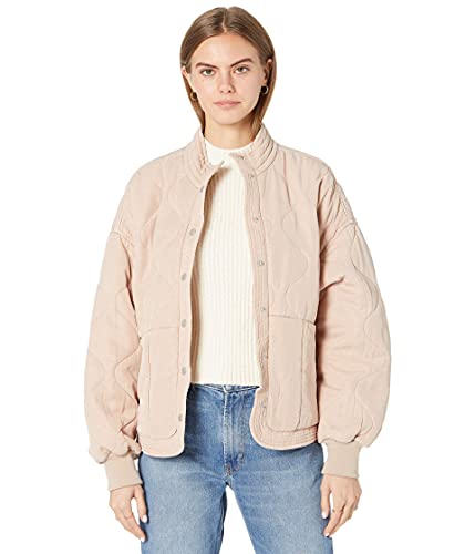 [BLANKNYC] Womens Luxury Clothing Tencel Drop Shoulder Quilted Jacket, Everyday Adult Coat, Sand Drift, Medium
