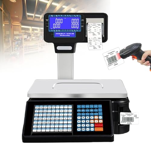 Báscula digital con impresora y pantalla LCD dual miniatura 1