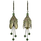  NoMonet Hand Painted Flower Fairy Earrings - Maid Marian Earrings in Gold, Green and Pink