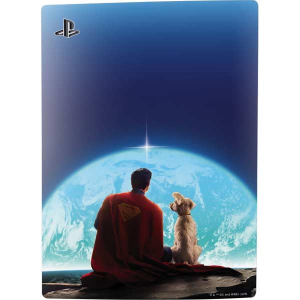 Skinit Decal Gaming Skin Compatible with PS5 Console - Officially Licensed Superman 2025 Superman & Krypto Watch The Earth Design