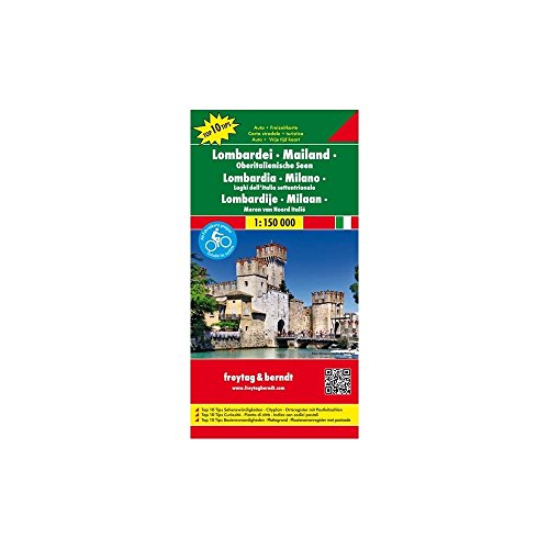 Lombardei - Mailand - Oberitalienische Seen, Autokarte 1:150.000, Top 10 Tips: Top Sehenswürdigkeiten, Cityplan, Ortsregister mit Postleitzahlen