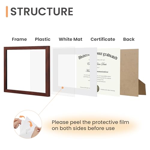 Image of upsimples Diploma Frame with 8.5x11, 11x14 Degree frames, Mahogany 1 Pack