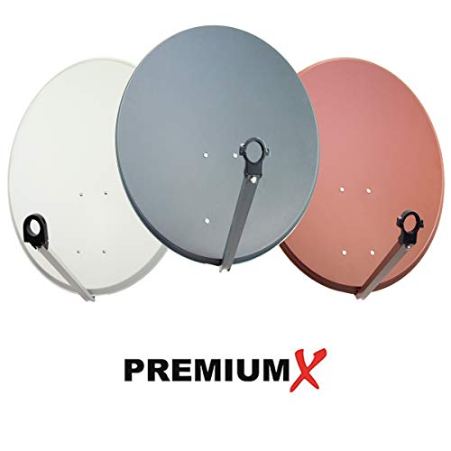 PremiumX Satelliten-Komplettanlage 80cm Satellitenschüssel Anthrazit Satellitenantenne Twin LNB 4X...