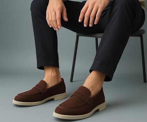 Image of Kraasa Men Premium Driftor 2.0 Block Heel Loafers for Mens, Causals| Lighweight Slip-On's | Soft Cushioned Insole | Super Flexible, Comfortable for Men