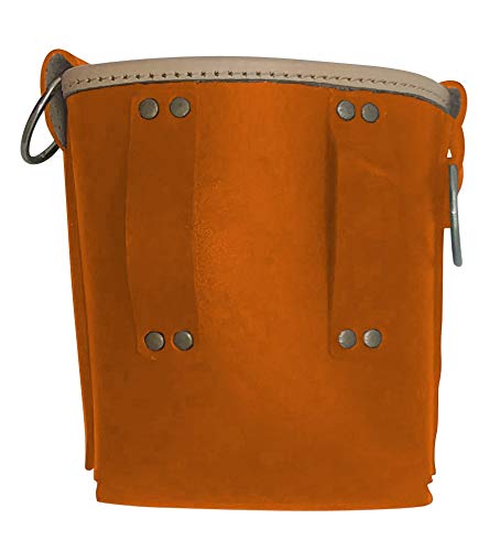 Leather Gold 3875-ORN Bolt Bag with 2 Spud Wrench Holders, Wide Mouth | Ironworker Bolt Bag | Premium, Ultra Durable Buffalo Leather | Commercial Grade Sliding Tool Belt Accessory | Medium Size Pouch