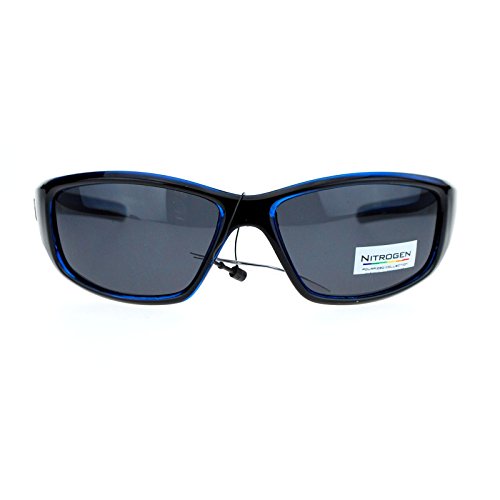 Nitrogen Polarized Mens Classic Oval Plastic Warp Sport Sunglasses Blue3