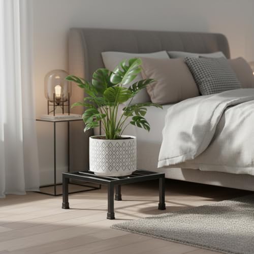 Image of Plant Stand Iron Indoor Outdoor Flower Plant Stand For Balcony (Black-Set of 4) for indoor living room, Home, Garden, Balcony