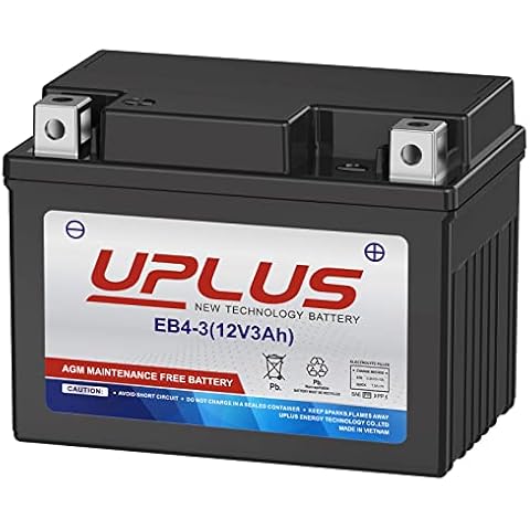 UPLUS YTX4L-BS Motorcycle Battery, EB4-3 12V 3Ah SLA Batteries Maintenance Free Scooter ATV AGM Battery, Replacement for YT4L-BS, AGM12-4, LTX4L-BS, NTX4L-BS, CTX4L-BS, GTX4L-BS, FTX4L-BS Cover