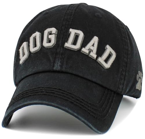 Image of KBETHOS Dog Cat Mom Dad Theme Womens Baseball Cap Distressed Vintage Unconstructed Embroidered Patch Hat