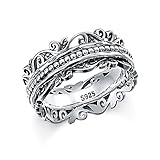 Spinner Ring 925 Sterling Silver Fidget Rings for Anxiety Stress Relieving ADHD Meditation Rings Women Men Size 8 -  SilverSea Jewelry