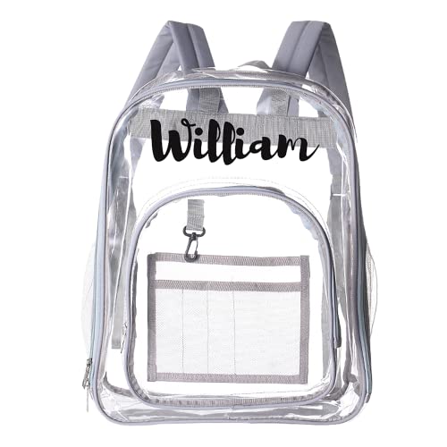 Mintao Sac à dos transparent personnalisé pour enfant, sac à dos transparent en PVC robuste, sac à dos avec nom personnalisé Sac à dos transparent pour l'école, voyage Cover
