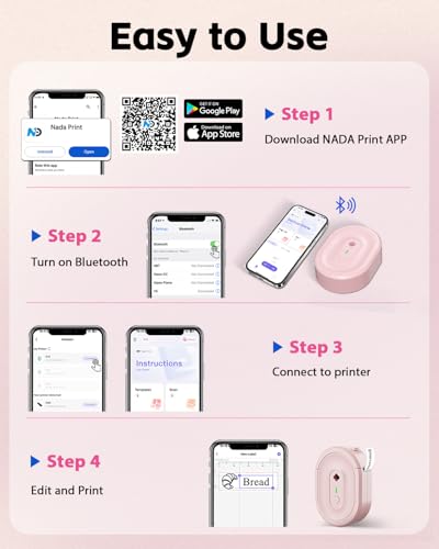 Image of N12 Label Maker Machine with 1 Tape Bluetooth Label Printer, Pink | Portable Mini Label Machine with waterproof label Tape, Creative Templates for School,Home,Kitchen,Office Oragnization
