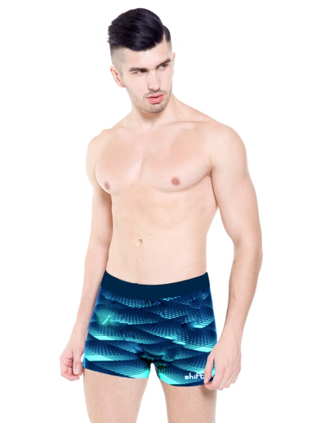 Men Swimming Shorts Trunks Full Printed (34, Blue)