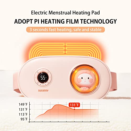 Fast Heating Belly Wrap Belt with 3 Heat Levels and 5 Massage Modes Back or Belly Heating Pad for Women and Girl Portable USB (Pink) - Image 3