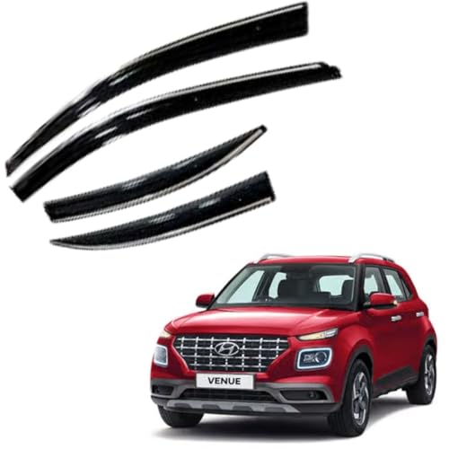 Image of CAR SAAZ Chrome Line Door Visor for Venue (2019-2022)(Set of 4Pcs) | Wind Deflector Rain Guard