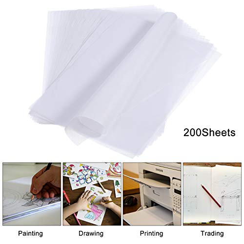 200 folhas de papel vegetal 21,6 x 28 cm Papel vegetal para artistas Papel vegetal branco translúcid