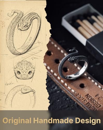 COPPERTIST.WU Hognose Snake Ring Open Rings 925 Sterling Silver Rings Gothic Vintage Aesthetic Jewelry Gift for Women Men3